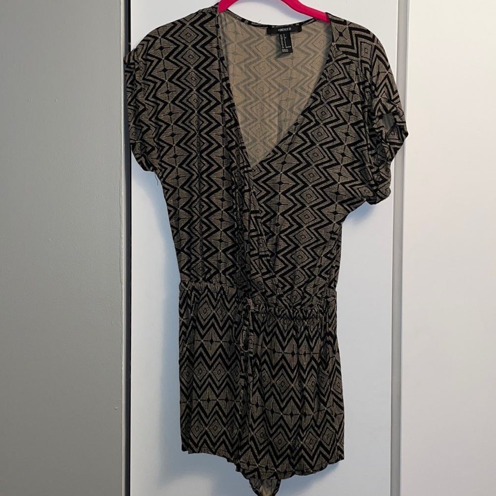 Small Tan and Black Aztec Romper